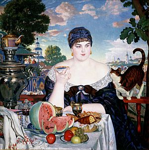 Archivo:Boris Kustodiev - Merchant's Wife at Tea - Google Art Project