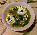 Bulgarian cuisine spinach and rice soup with yoghurt