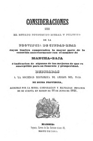 Archivo:Diego Medrano y Treviño (1843) Consideraciones sobre el estado económico, moral y político de la provincia de Ciudad Real