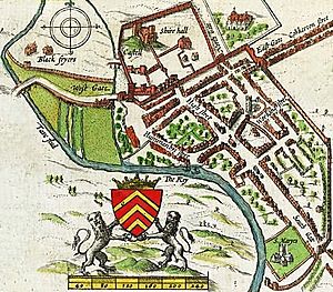 Archivo:John Speed's map of Cardiff 1610