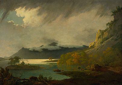Joseph Wright of Derby - Derwent Water, with Skiddaw in the distance - Google Art Project
