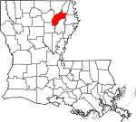 Mapa de Luisiana con la ubicación del Parish Richland