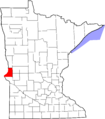 Map of Minnesota highlighting Traverse County