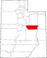 Map of Utah highlighting Carbon County