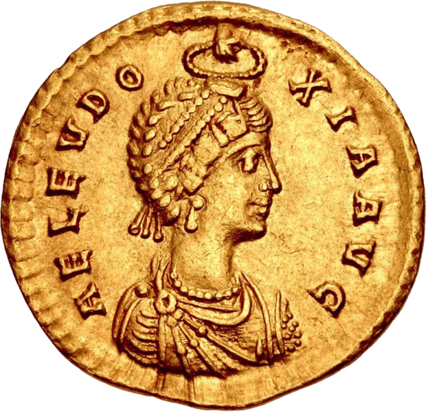 Aelia Eudoxia solidus (obverse)