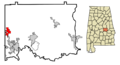 Elmore County Alabama Incorporated and Unincorporated areas Deatsville Highlighted
