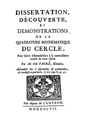 Archivo:Faurè - Dissertation, découverte, et demonstrations de la quadrature mathematique du cercle, 1747 - 1515965