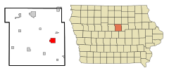 Hardin County Iowa Incorporated and Unincorporated areas Eldora Highlighted.svg