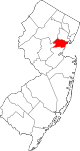 Mapa de Nueva Jersey con la ubicación del condado de Union