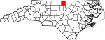 Mapa de Carolina del Norte con la ubicación del condado de Person