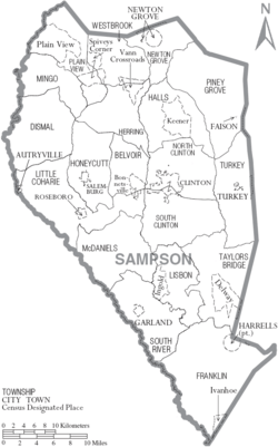 Archivo:Map of Sampson County North Carolina With Municipal and Township Labels