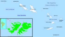 Mapa de las islas con la toponimia argentina