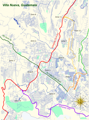 Archivo:Mapa de las principales carreteras en Villa Nueva, Guatemala