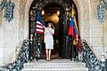 Melania Trump waves farewell to Fabiana Rosales, 2019