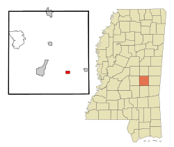 Newton County Mississippi Incorporated and Unincorporated areas Hickory Highlighted.svg