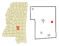 Smith County Mississippi Incorporated and Unincorporated areas Sylvarena Highlighted.svg