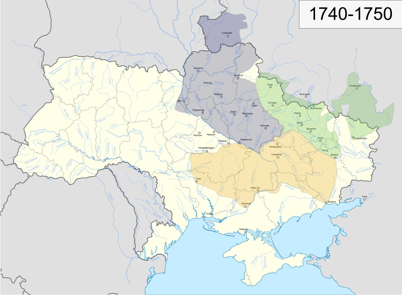 Ukraine 1740 kossaks map