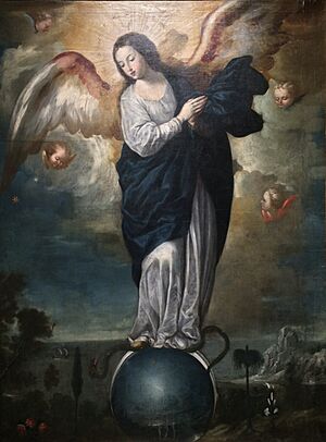 Archivo:"Inmaculada alada" (s. XVIII), óleo sobre lienzo de Miguel de Santiago