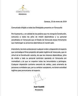 Archivo:23 Enero 2019 comunicado a los embajadores