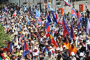 CNRP protesters raise flags.jpg