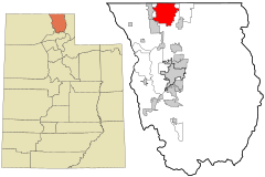 Cache County Utah incorporated and unincorporated areas Lewiston highlighted.svg