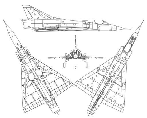Dassault Mirage III line drawing