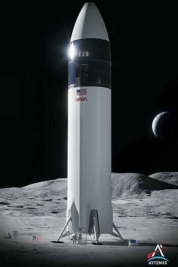 Representación de la nave espacial HLS en la Luna
