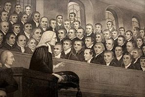 Archivo:John Wesley preaching in the City Chapel. Engraving by T. Bl Wellcome V0006869 (Cropped)