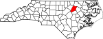 Mapa de Carolina del Norte con la ubicación del condado de Nash