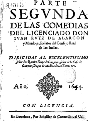 Archivo:Parte segunda de las comedias del licenciado don Juan Ruiz de Alarcón y Mendoza
