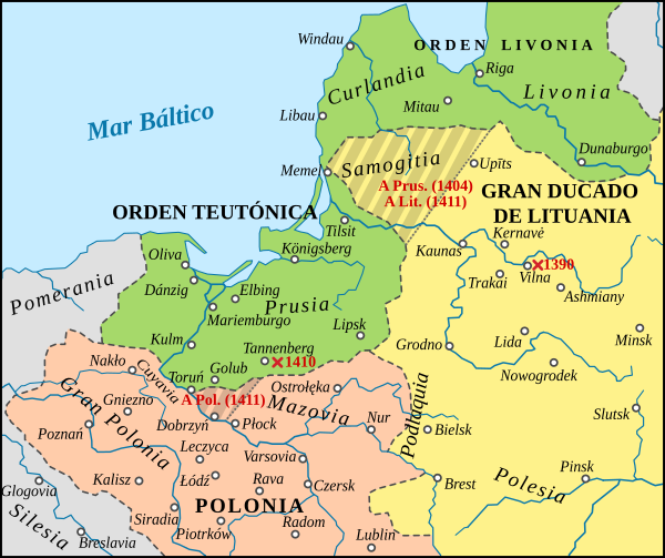 Archivo:Polish and Lithuanian Conflict with Prussia. 1377-1435-es