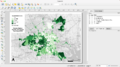 QGIS Interface Screenshot with Map of Median Income in Houston (2010)