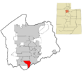 Salt Lake County Utah incorporated and unincorporated areas Bluffdale highlighted