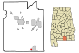 Covington County Alabama Incorporated and Unincorporated areas Lockhart Highlighted.svg
