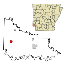 Little River County Arkansas Incorporated and Unincorporated areas Foreman Highlighted.svg