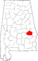 Map of Alabama highlighting Macon County