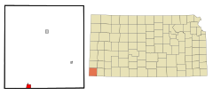 Morton County Kansas Incorporated and Unincorporated areas Elkhart Highlighted.svg