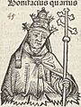 Paus Bonifatius IV Bonifacius quartus (titel op object) Liber Chronicarum (serietitel, RP-P-2016-49-60-3)