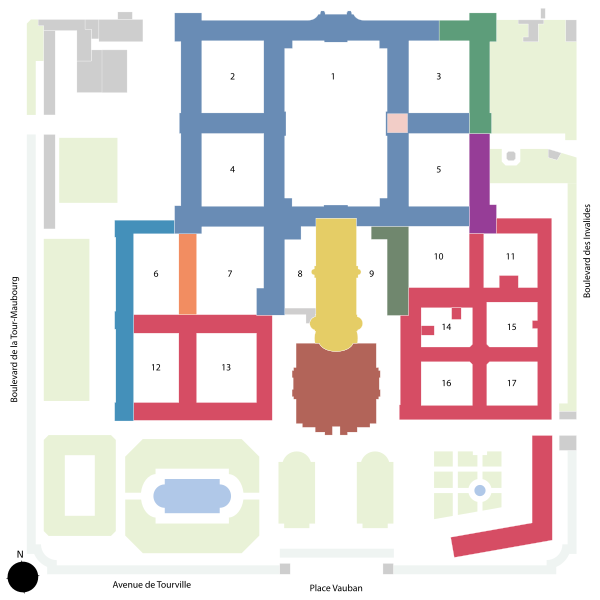 Le plan de l'Hôtel des Invalides