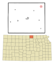 Republic County Kansas Incorporated and Unincorporated areas Narka Highlighted.svg