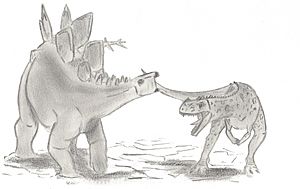 Archivo:Stegosaurus et Ceratosaurus