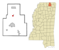 Tippah County Mississippi Incorporated and Unincorporated areas Falkner Highlighted