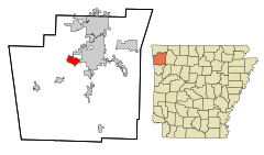 Washington County Arkansas Incorporated and Unincorporated areas Farmington Highlighted.svg