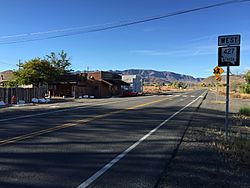 2015-10-30 09 30 58 View west along Main Street (Nevada State Route 427) at the intersection with Washeim Street (Nevada State Route 447) in Wadsworth, Nevada.jpg