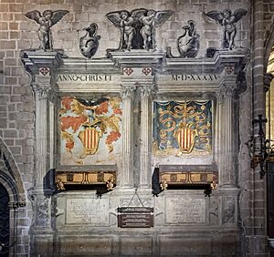 Archivo:Barcelona Cathedral Interior - Sepulchres of Ramón Berenguer I and Almodis