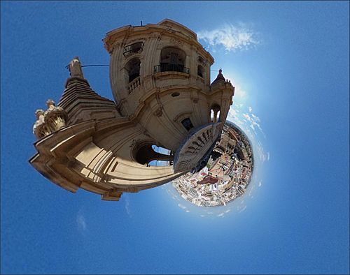 Archivo:Catedral de Murcia - Vista Oeste desde el balcón de los conjuratorios - Proyección de coordendas polares A