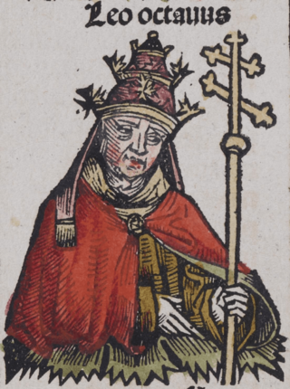 Depiction of Leo VIII from the Nuremberg Chronicle. Published in 1493.png
