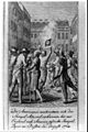 Die Americaner wiedersetzen sich de Stempel-Acte, und verbrennen das aus England nach America gesandte Stempel-Papier zu Boston, im August 1764