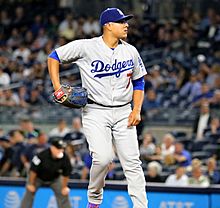 Dodgers starter Julio Urias delivers a pitch in the first inning. (29039362734).jpg