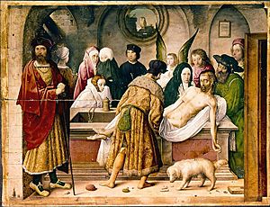 Archivo:Entombment of Christ, by Juan de Flandes (part of Palencia altarpiece)